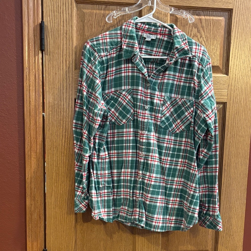 Croft & Barrow Green Plaid Women's Button Down Shirt